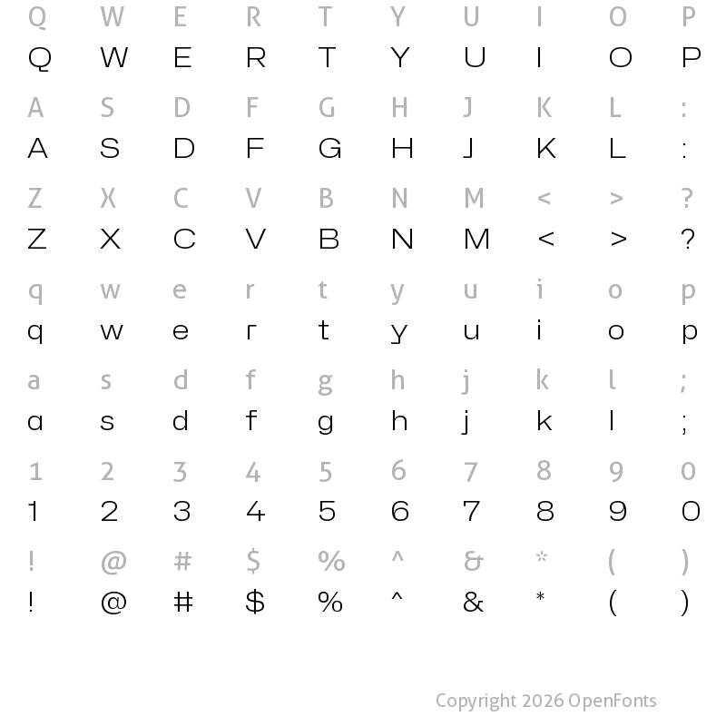 Character Map of Hubot-Sans Light Wide