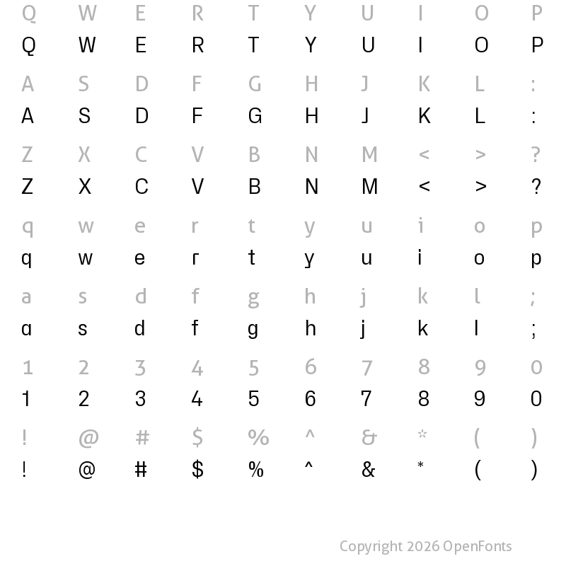 Character Map of Hubot-Sans Regular Semi