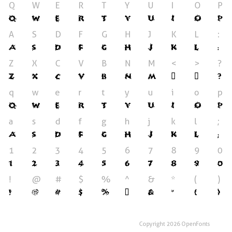 Character Map of Huckle Buff Regular