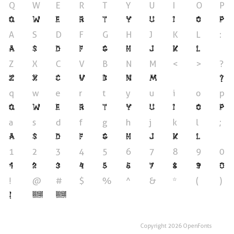 Character Map of Huesitos Regular