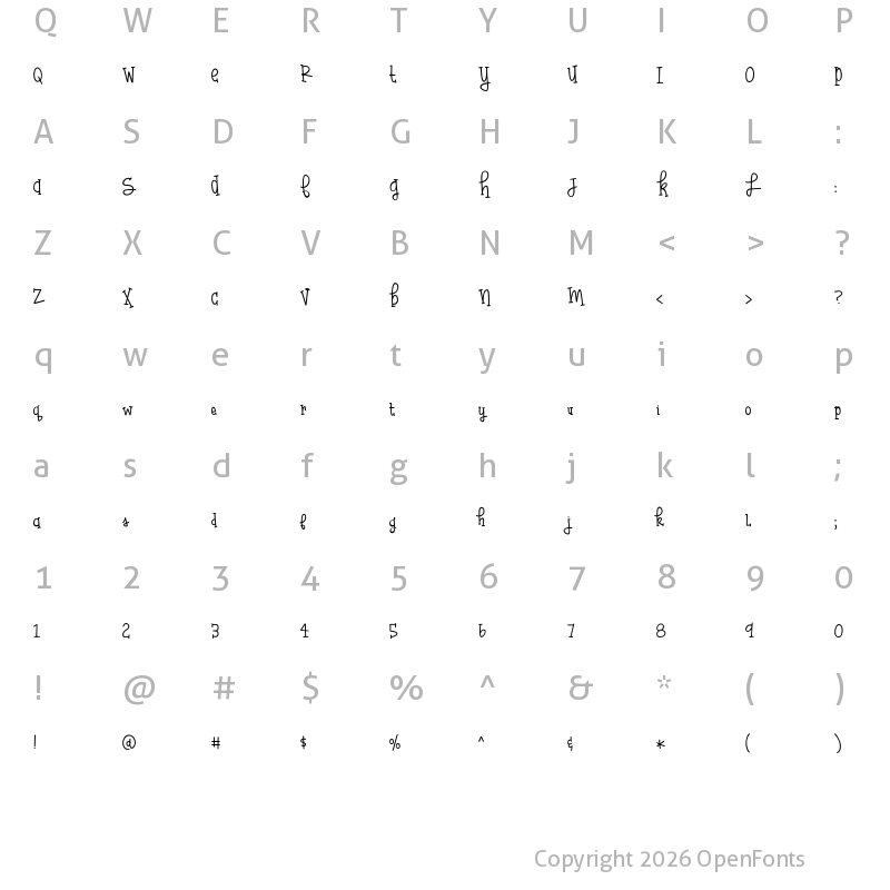 Character Map of Huffleclaw Regular