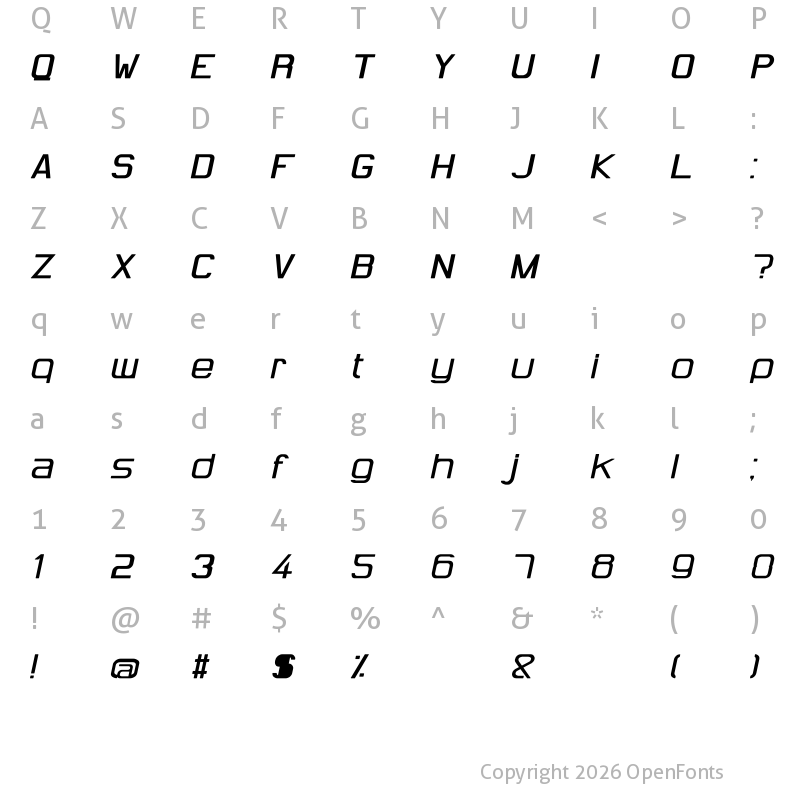 Character Map of Hug Femmes Bold Italic