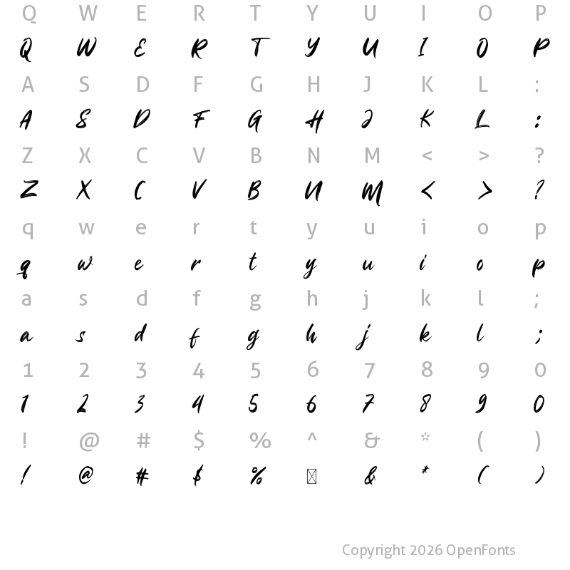 Character Map of Hugey Matteo Regular