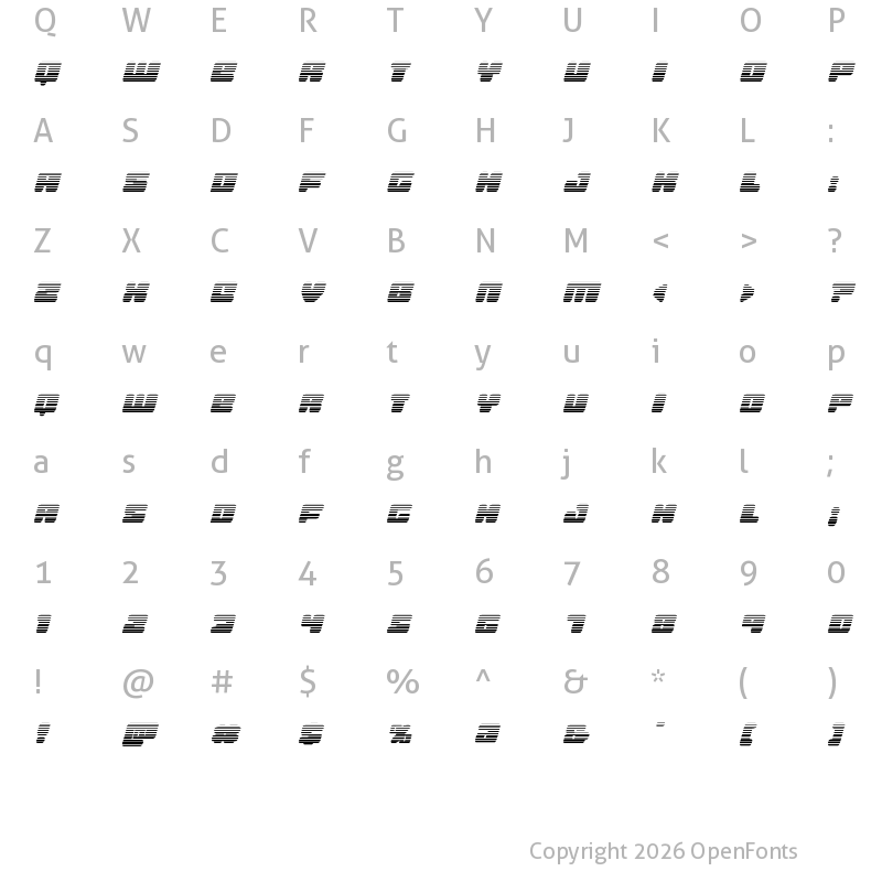 Character Map of Hula Hoop Girl Gradient Italic Italic