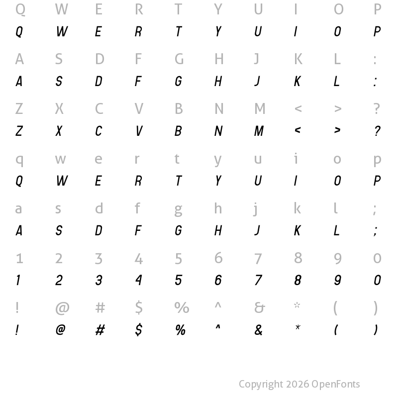 Character Map of Human Italic