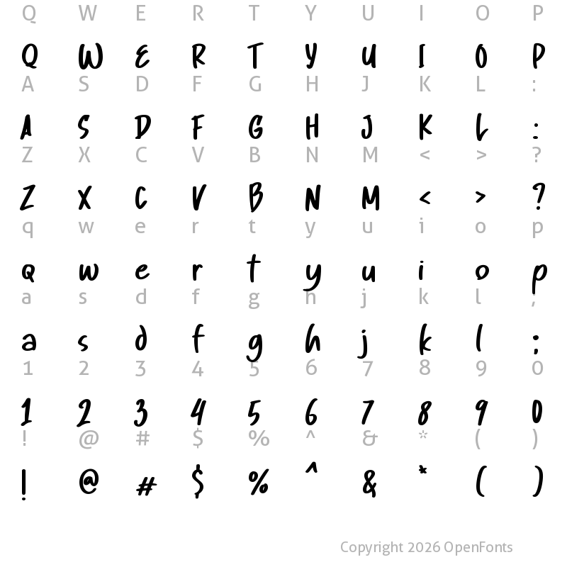 Character Map of Humble Lettering Regular