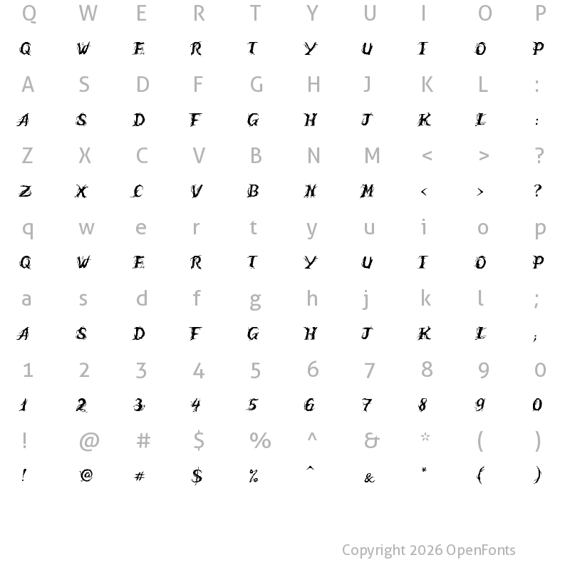 Character Map of Humble Wall Regular