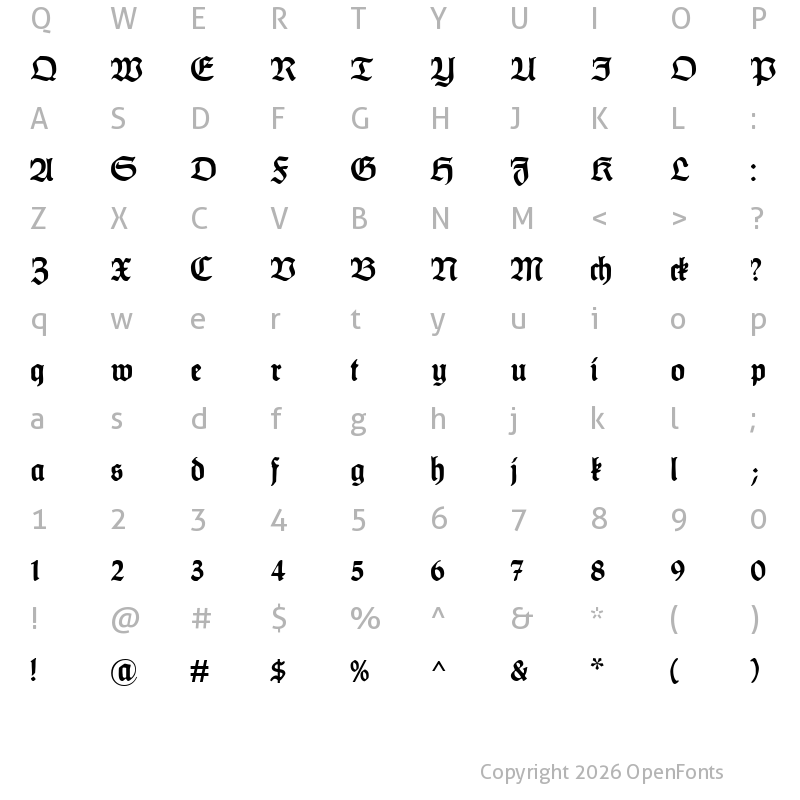 Character Map of HumboldtFraktur Bold