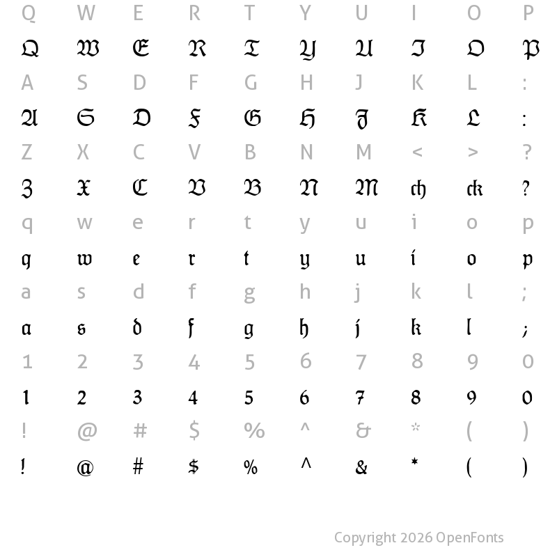 Character Map of HumboldtFraktur Regular