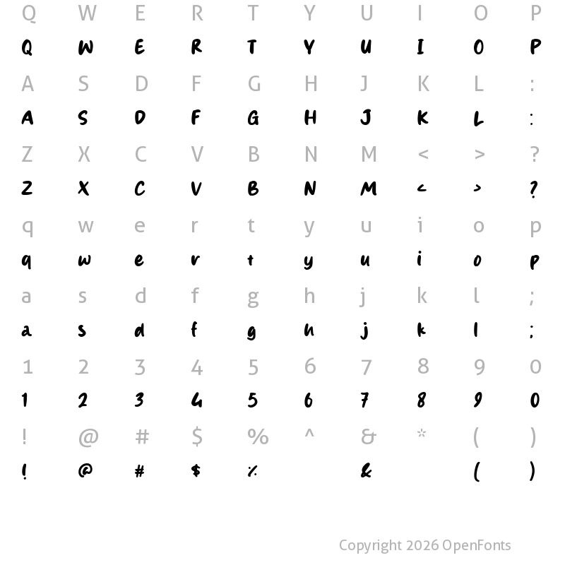 Character Map of Hungline Regular