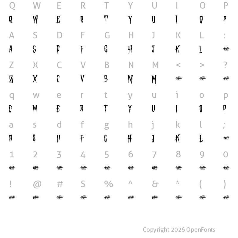 Character Map of Hungry Hunters Regular