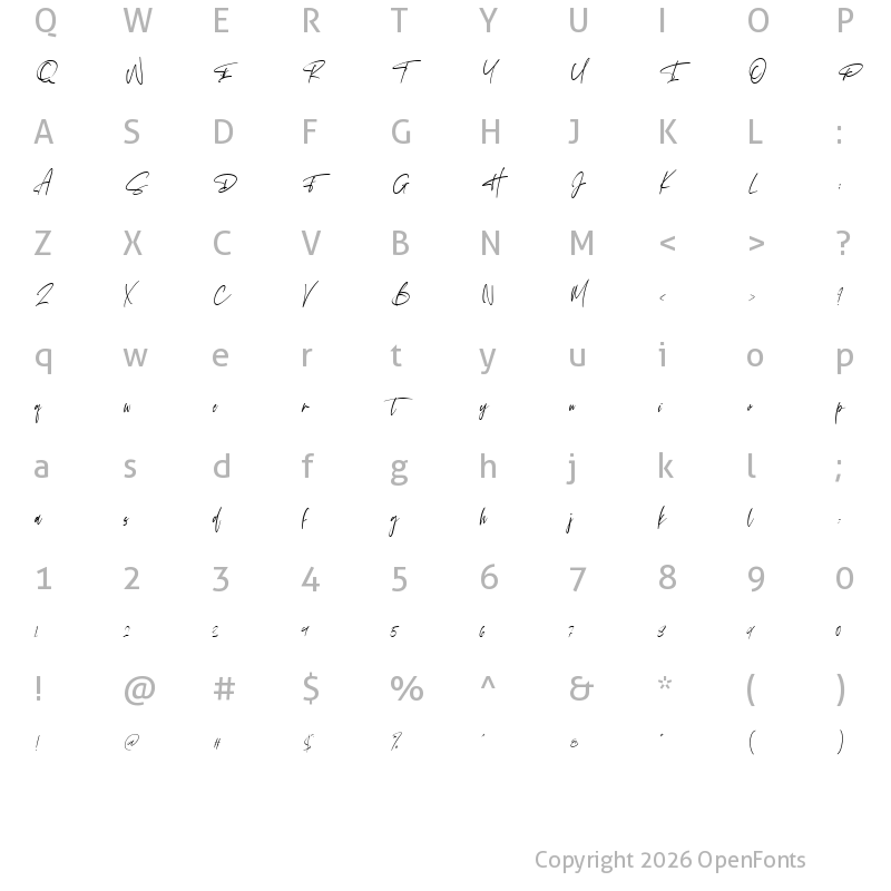 Character Map of Hunthers Dwayne Regular