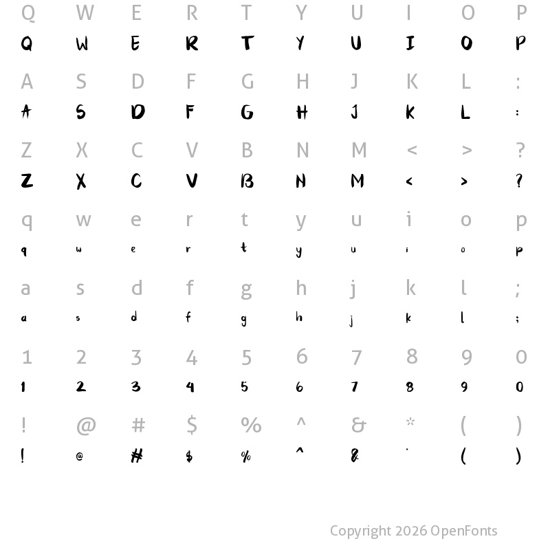 Character Map of Hupper Nush Demo Regular