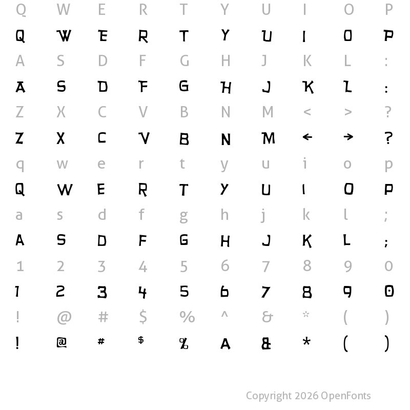 Character Map of Hurry Up Regular