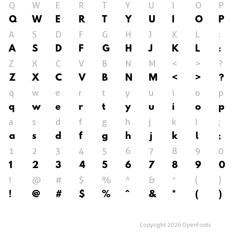 Character Map of Hussar Bold