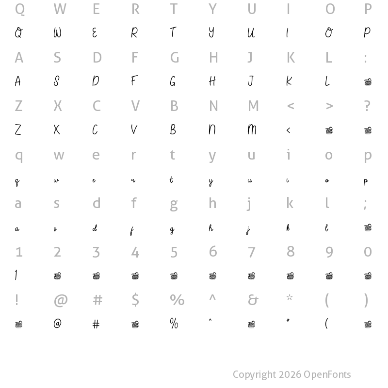 Character Map of Husterican Trial Regular