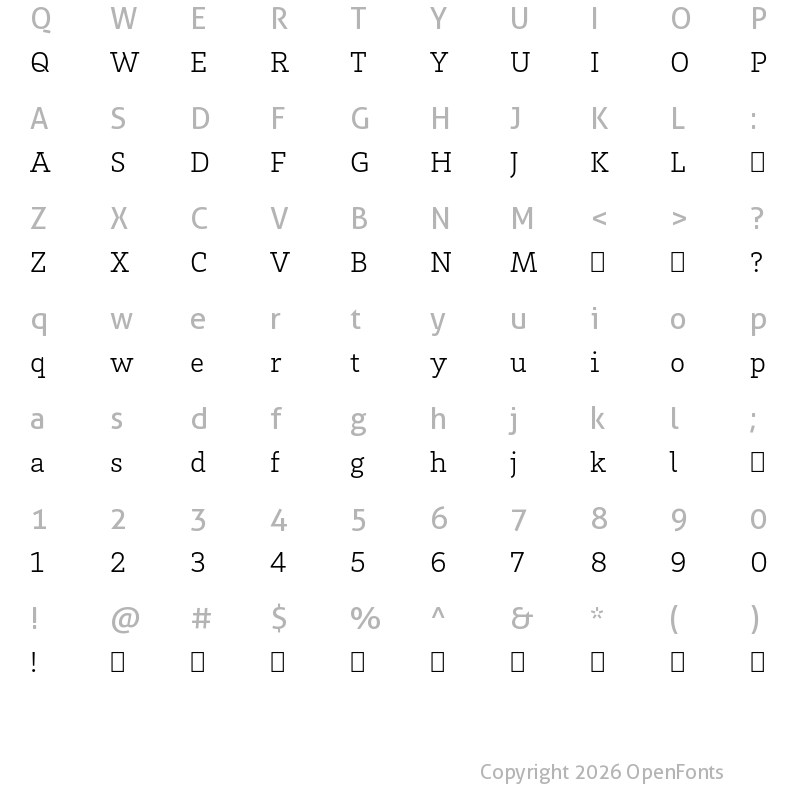Character Map of HvDTrial Brix Slab Light