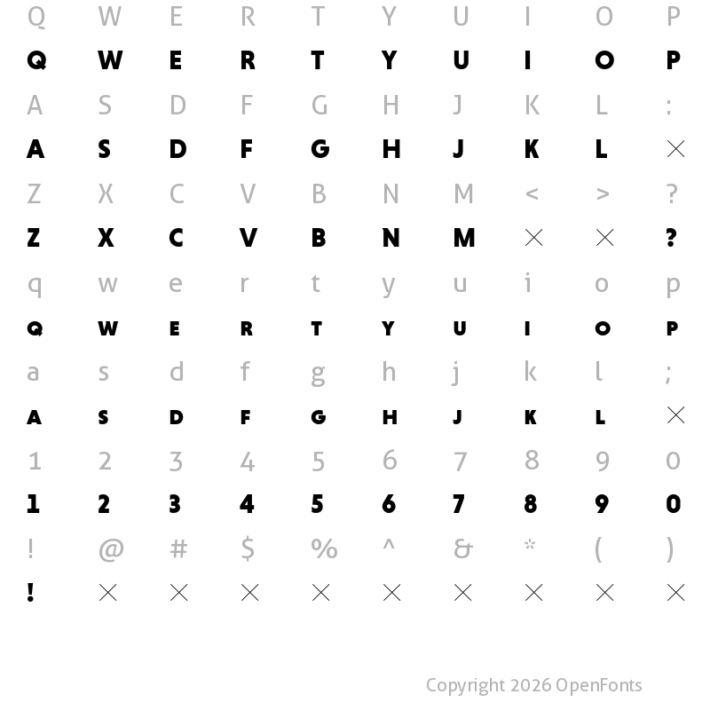 Character Map of HvDTrial Niveau Grotesk Black Small Caps