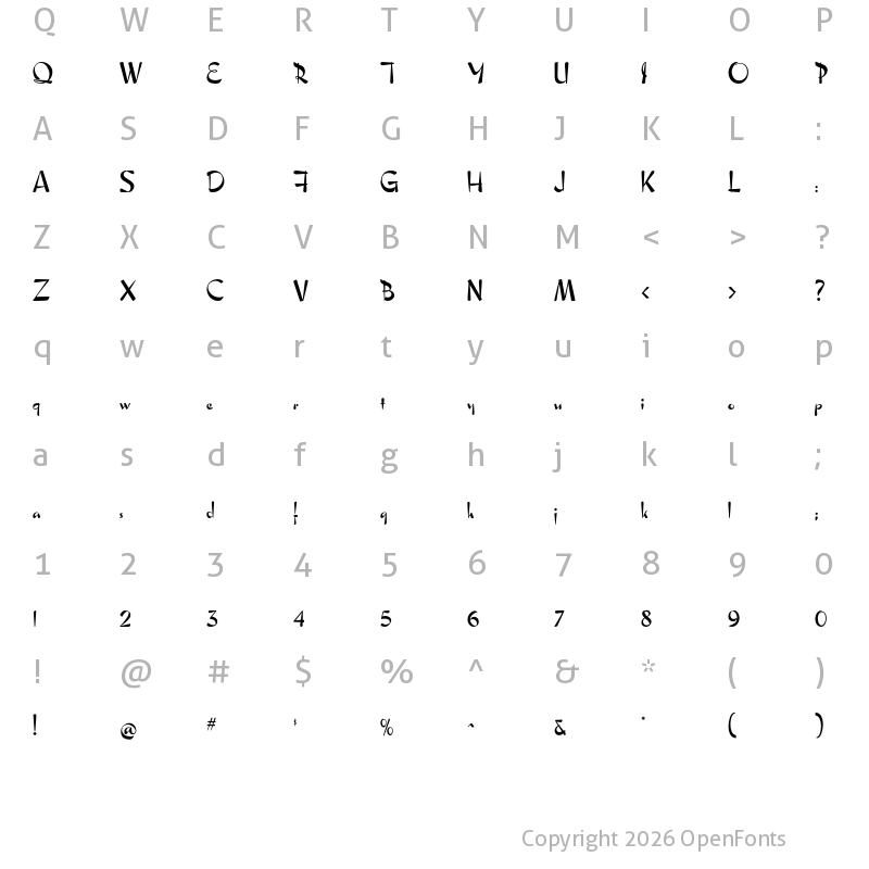 Character Map of HWT Bon Air Regular