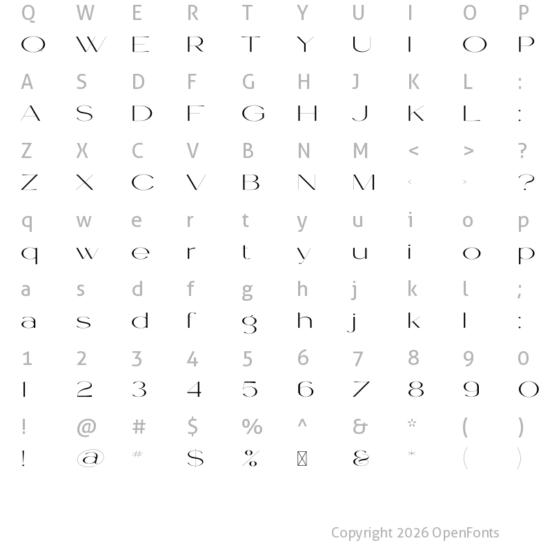 Character Map of Hyacinth Regular