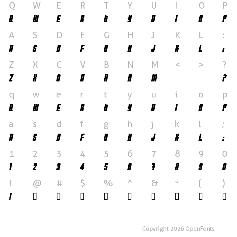 Character Map of HydrogenBomb Regular