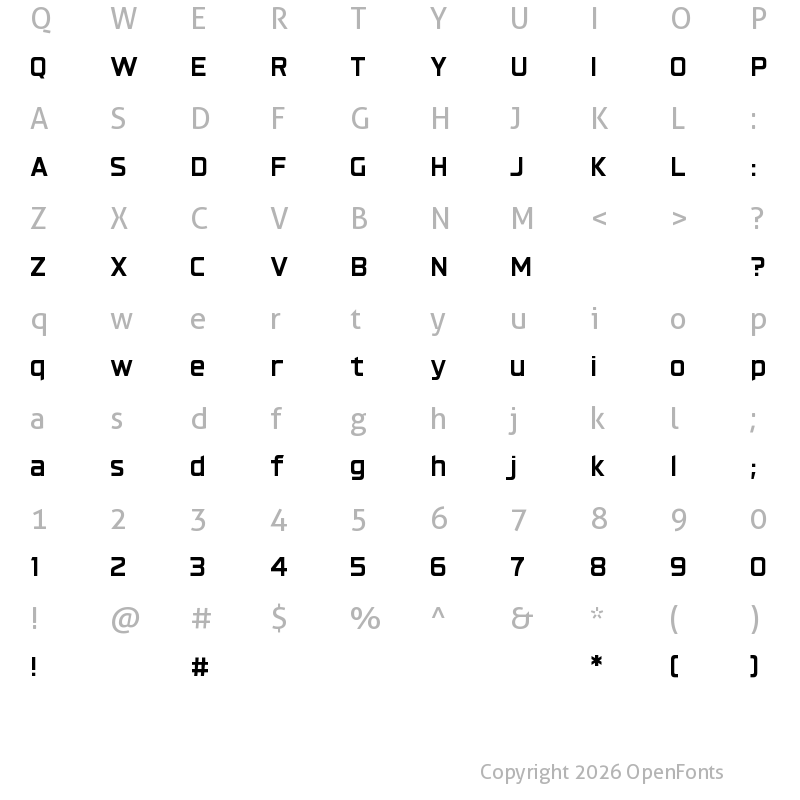Character Map of Hyperspace Race Bold