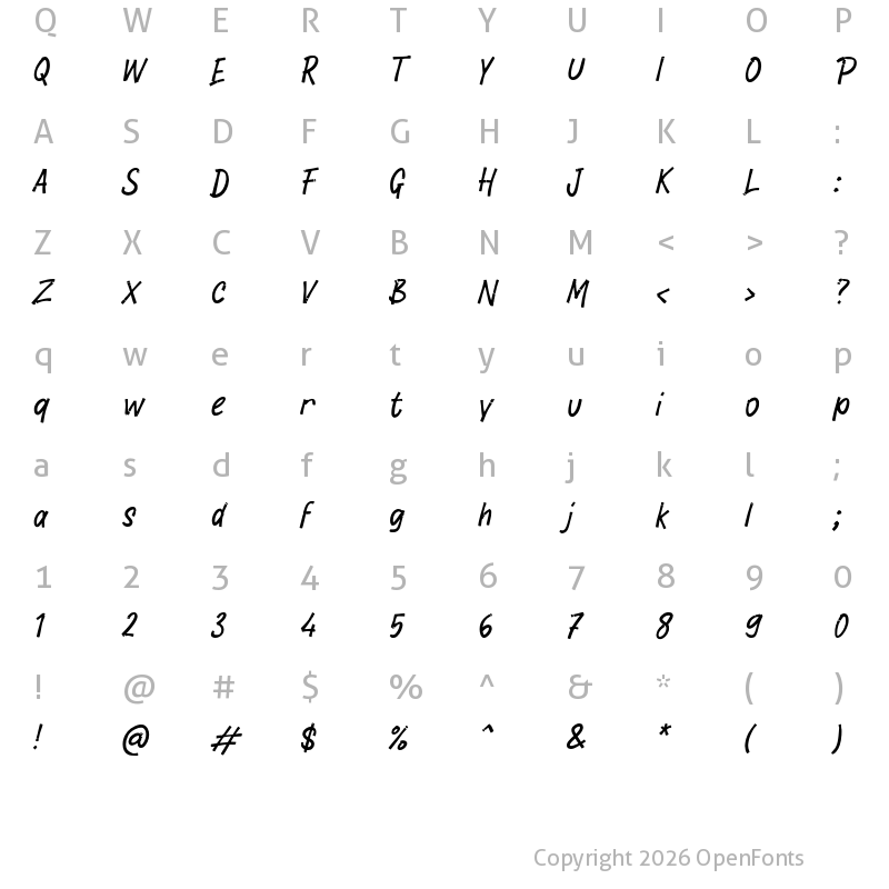 Character Map of i Ichiban Brush Regular