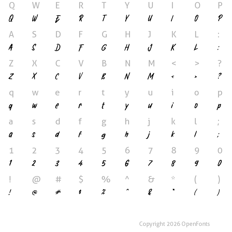 Character Map of i Ink Puppet Regular