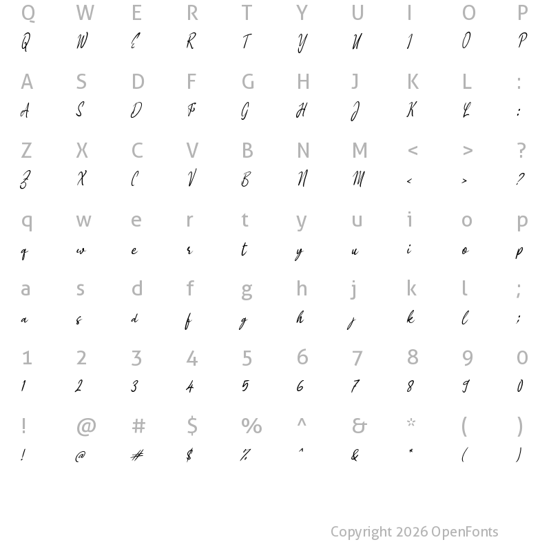 Character Map of i Iso Signature Script Regular