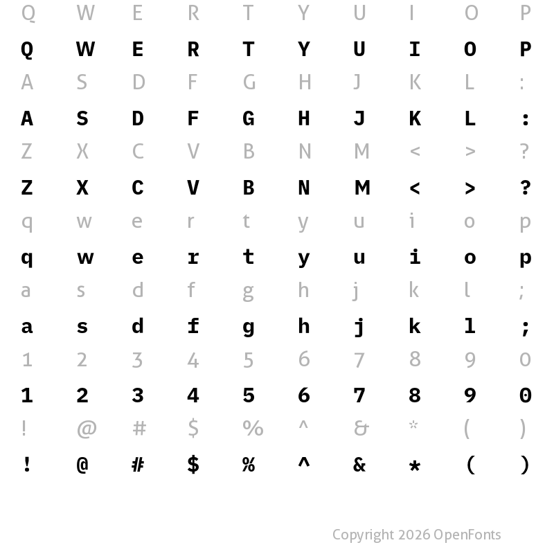 Character Map of iA Writer Duospace Bold