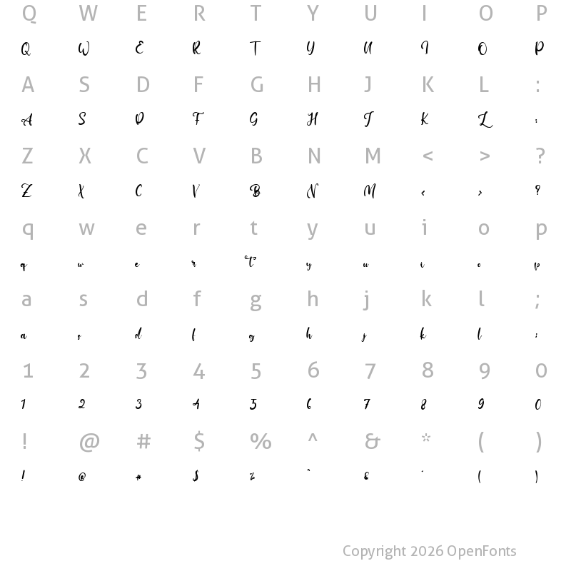 Character Map of Ian Gillett Regular