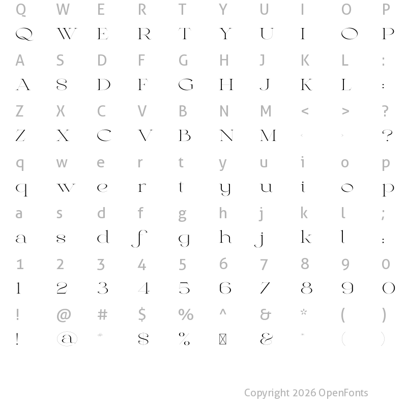Character Map of Ianthe Regular