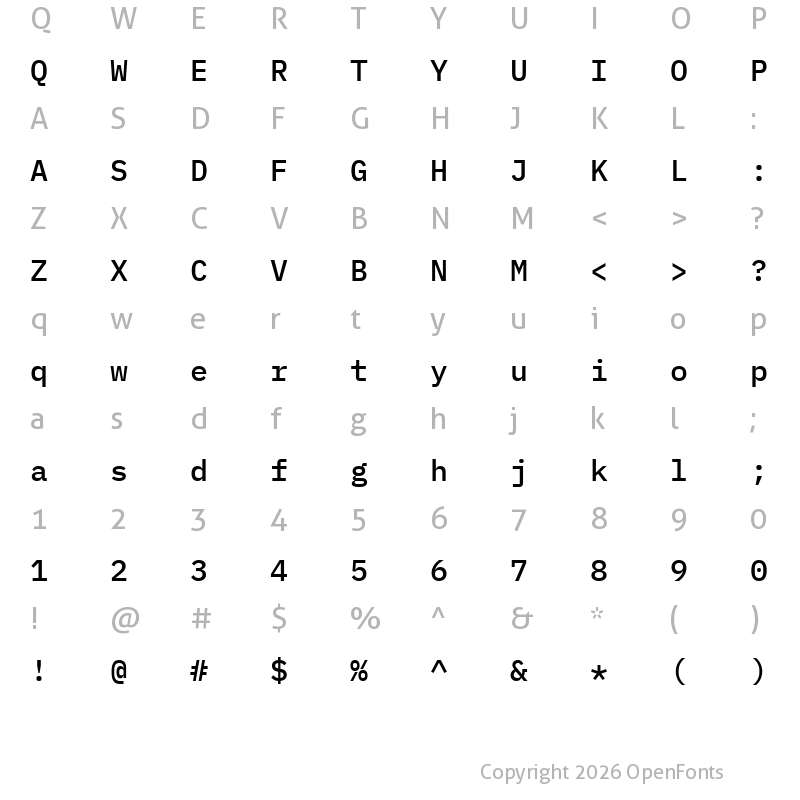 Character Map of IBM Plex Mono Medium Regular