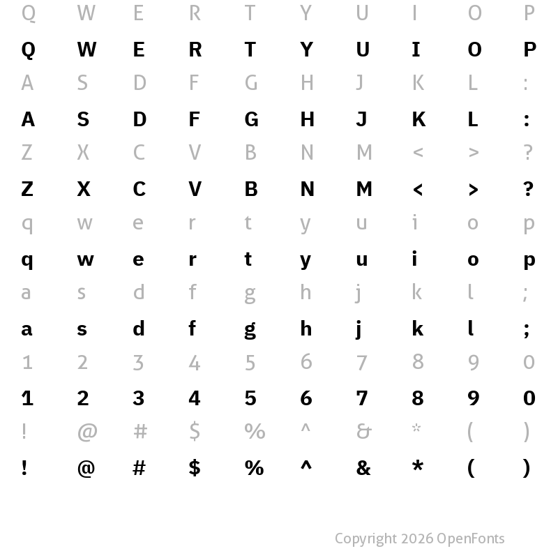 Character Map of IBM Plex Sans Bold