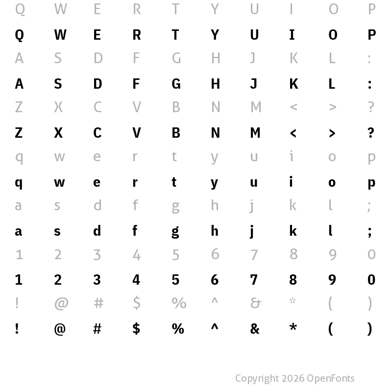 Character Map of IBM Plex Sans Condensed Bold