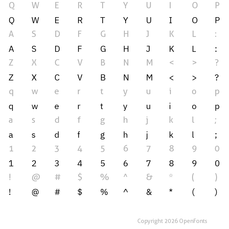 Character Map of IBM Plex Sans Regular