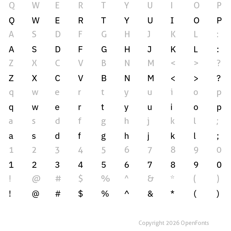 Character Map of IBM Plex Thai Text