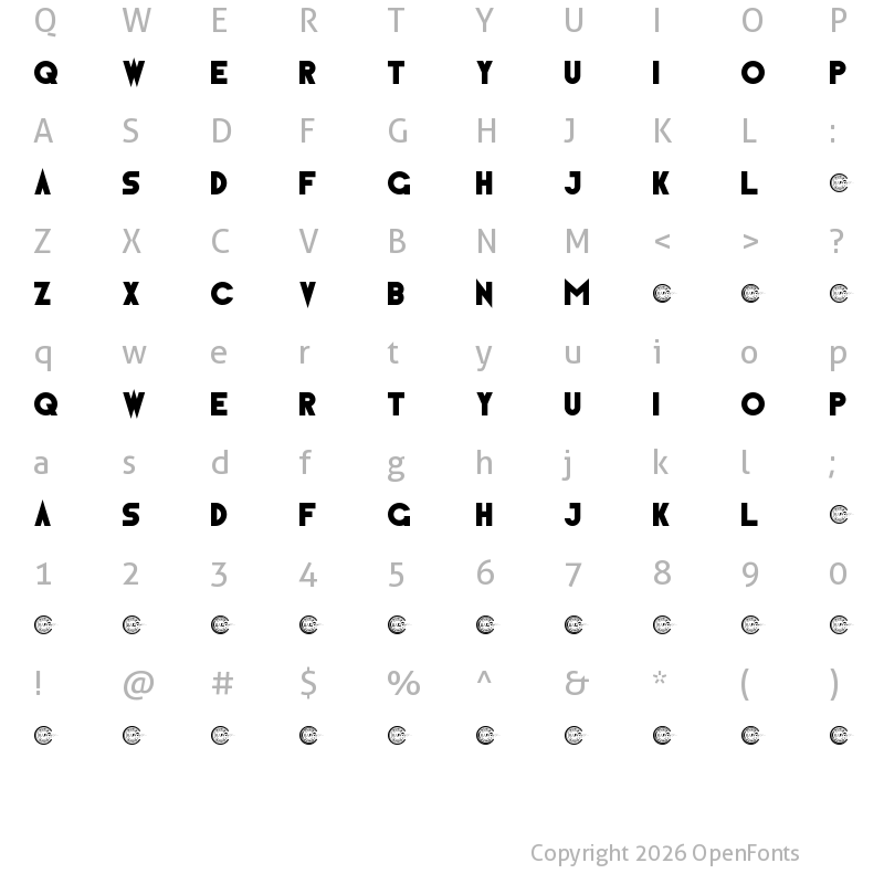 Character Map of IceDrinkDemo Regular