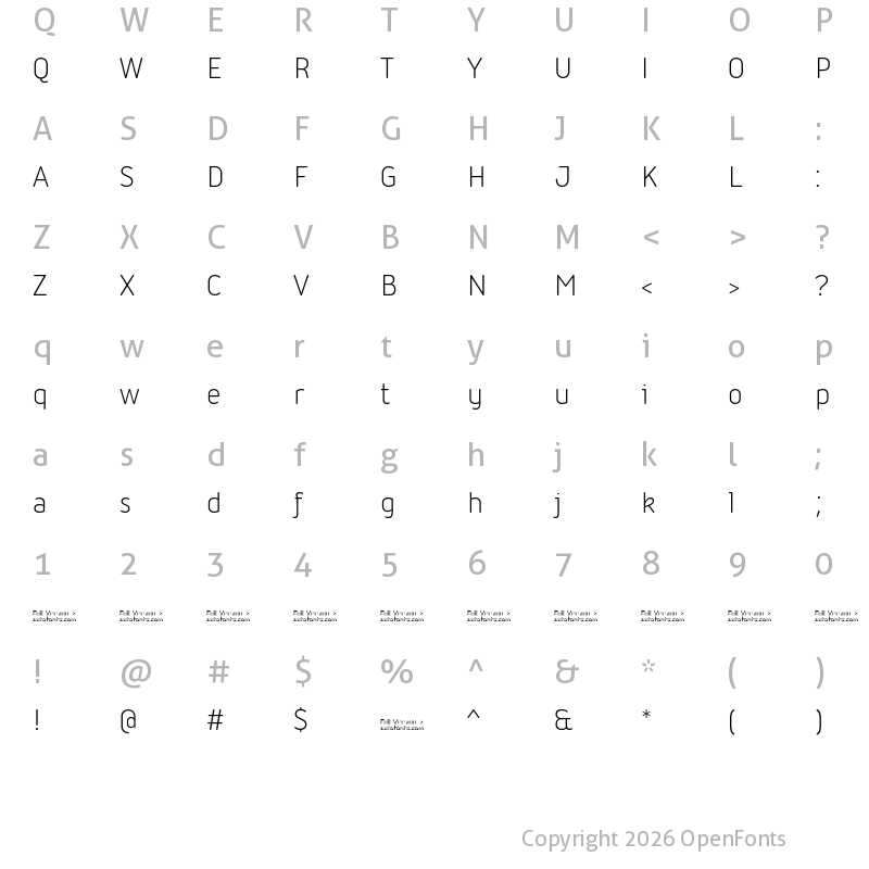 Character Map of Iconica Light Regular