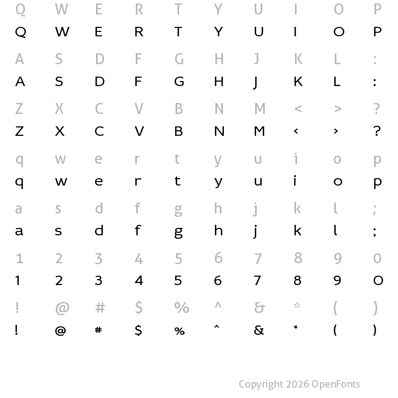 Character Map of Idealist Sans Regular