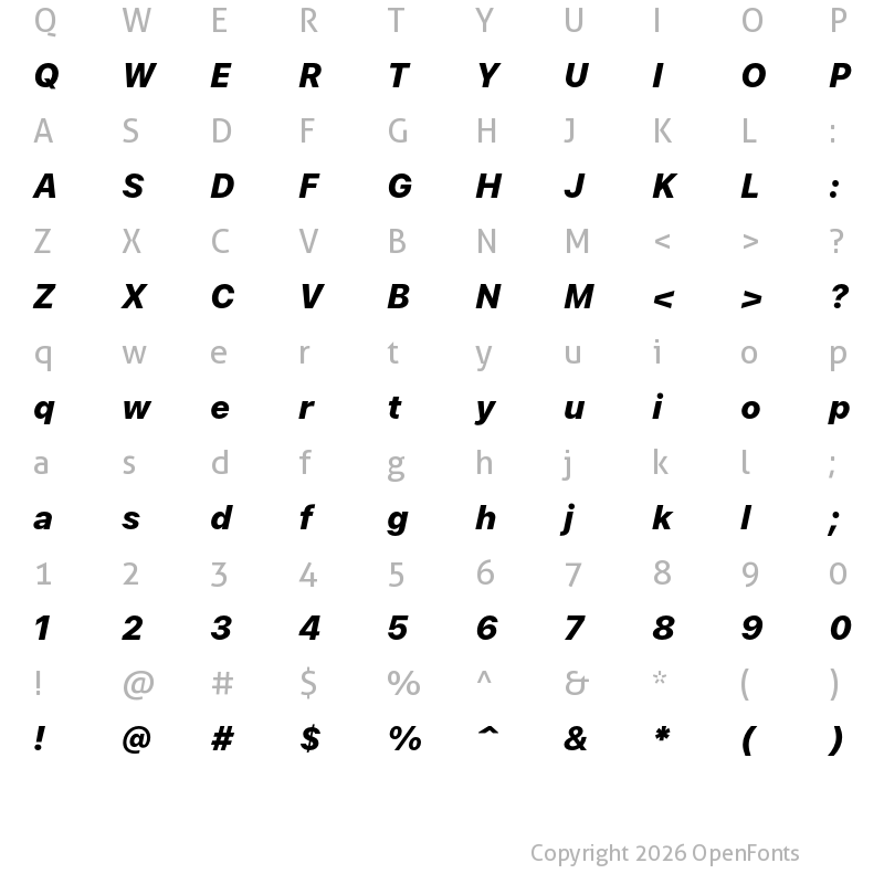 Character Map of Identidad ExtraBold Italic