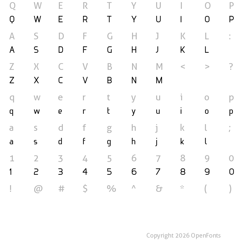 Character Map of ideoma TECHNIT Regular