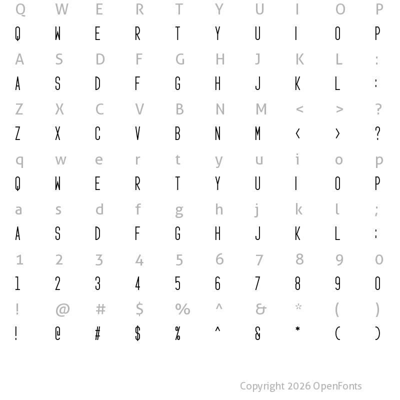 Character Map of Ignotum Regular