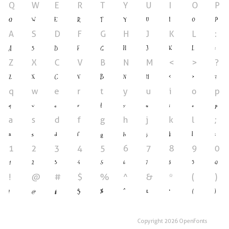 Character Map of Ikusuteito Regular
