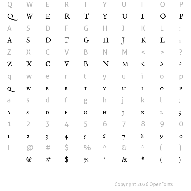 Character Map of IM FELL English SC Regular