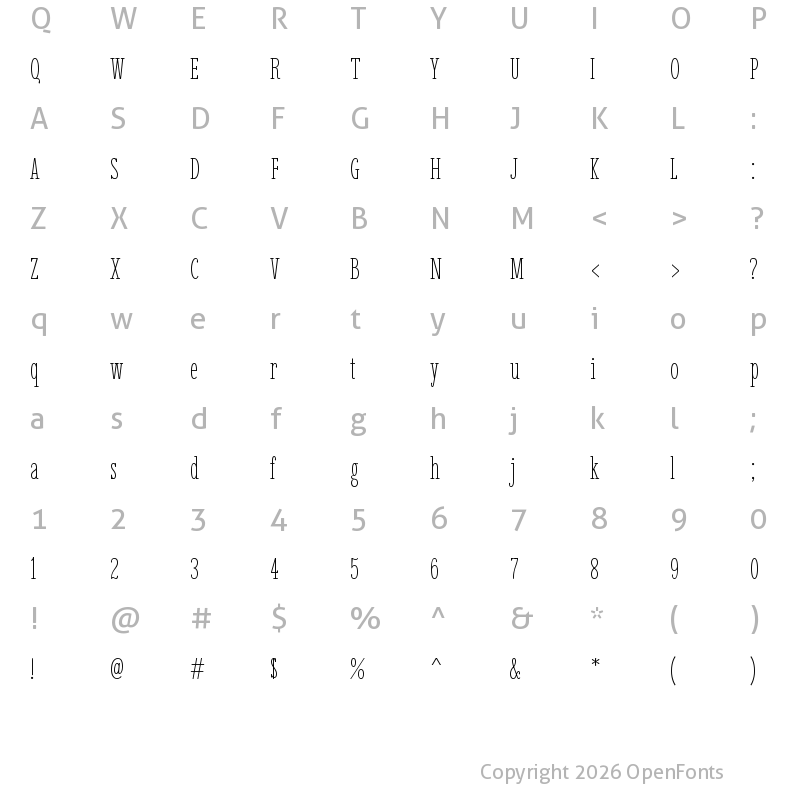 Character Map of Imbue Thin