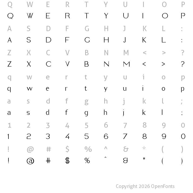 Character Map of Imelda Regular