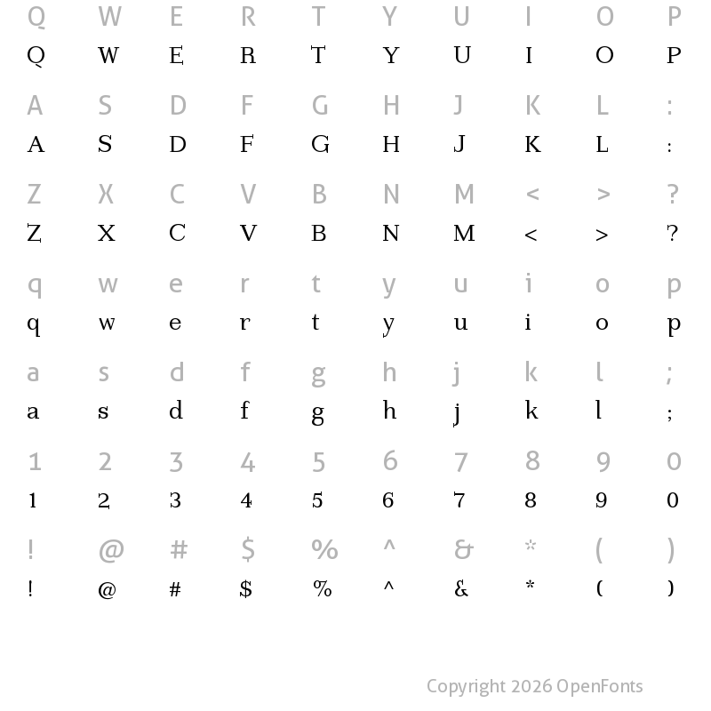 Character Map of ImperiumSerif Regular