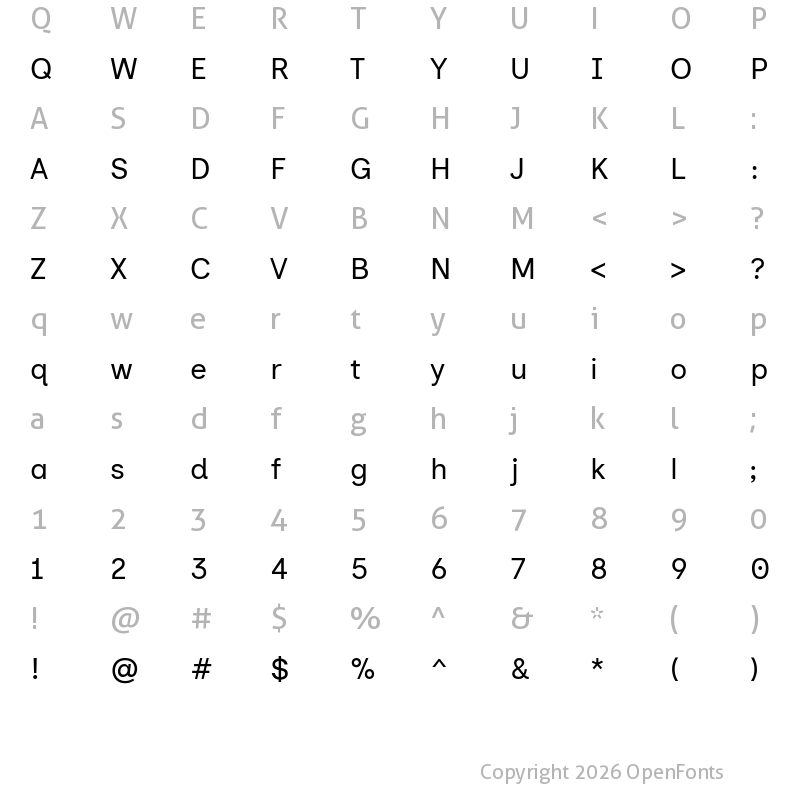Character Map of Inclusive Sans Regular