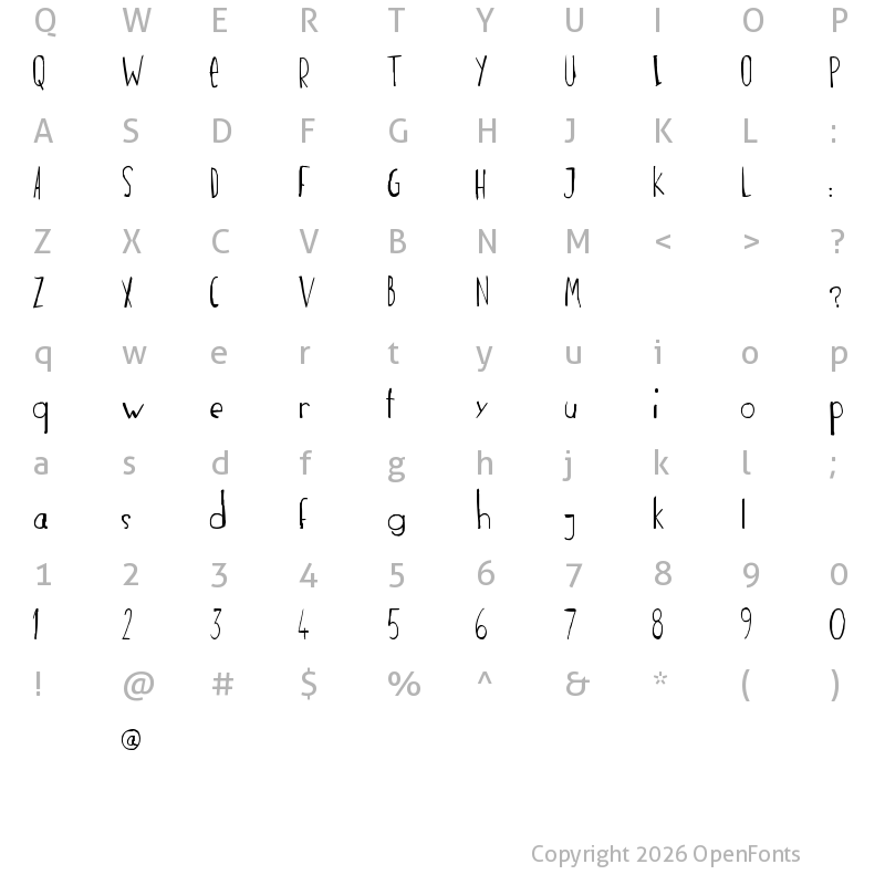 Character Map of incognita Regular